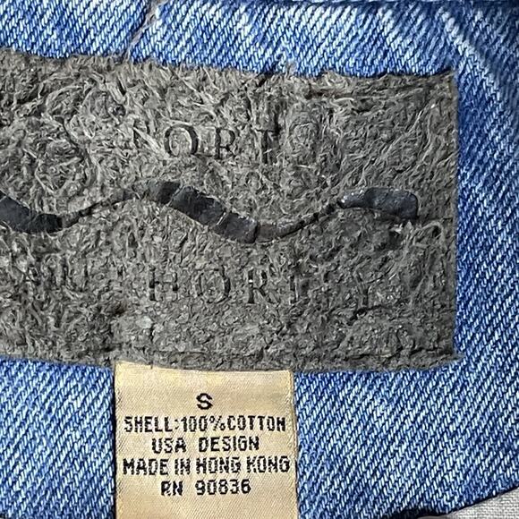 Vintage Port Authority Denim Varsity Jacket Las Damas Embroidered Western Small - Picture 3 of 9